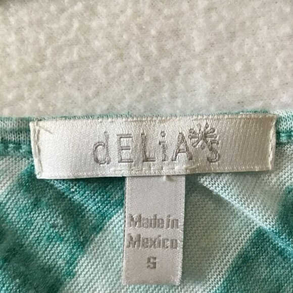 Delia's Tank Top Lightweight Chest Pocket Women's Size Small Turquoise Stripe - Picture 8 of 9